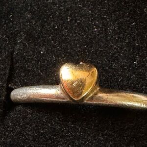 Genuine Pandora two tone heart ring size 56
